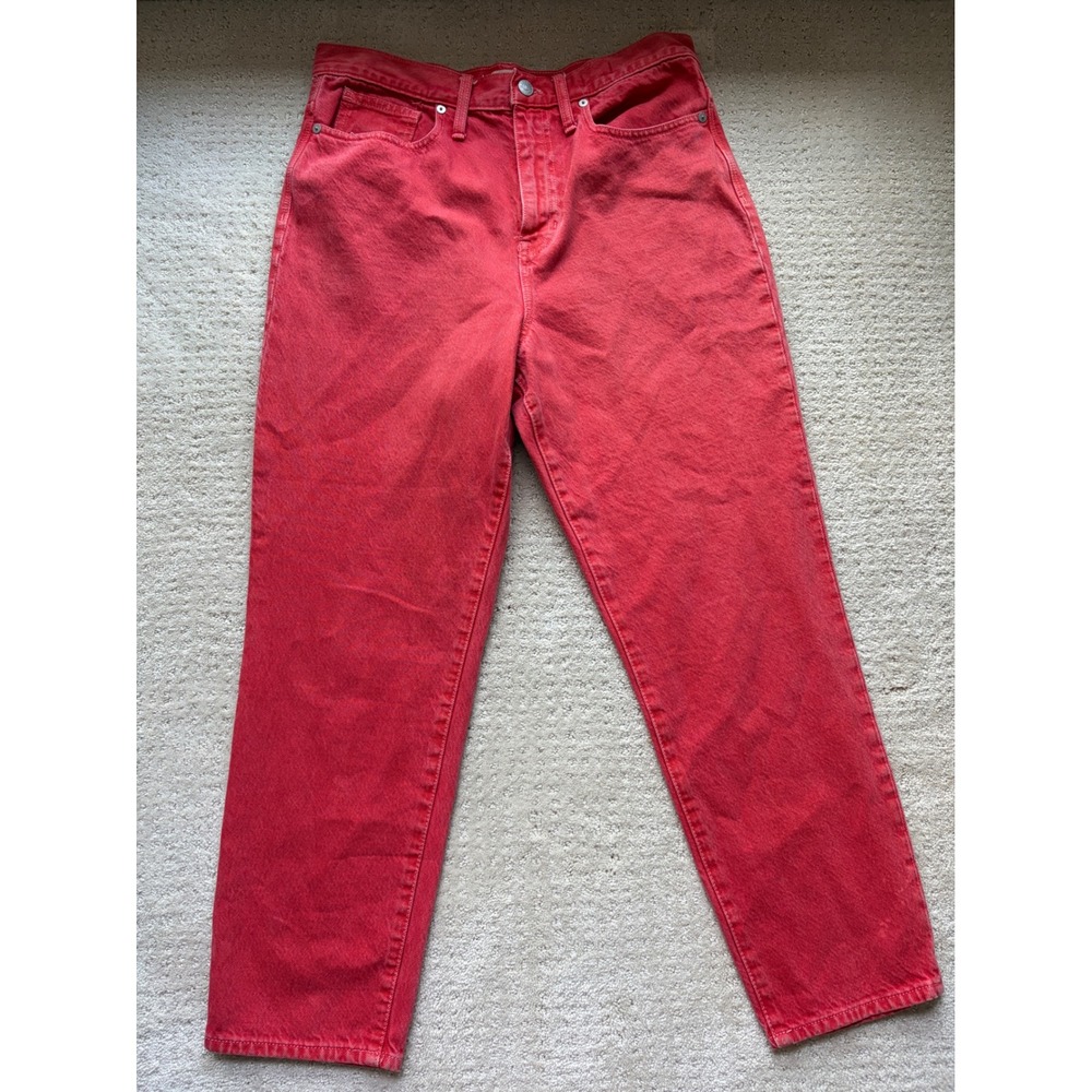 Madewell The Momjean 29 Red 100% Cotton High Rise Retro Maximalist Heritage